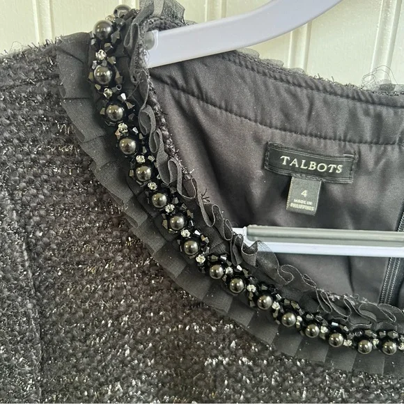 Talbots Black Sparkle Tweed Sheath Dress - Picture 5 of 8